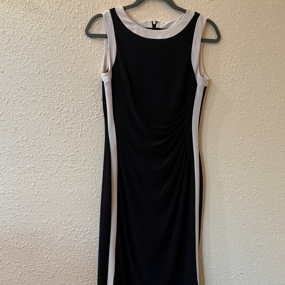 Lauren Ralph Lauren Black Midi Sheath Dress with White Trim